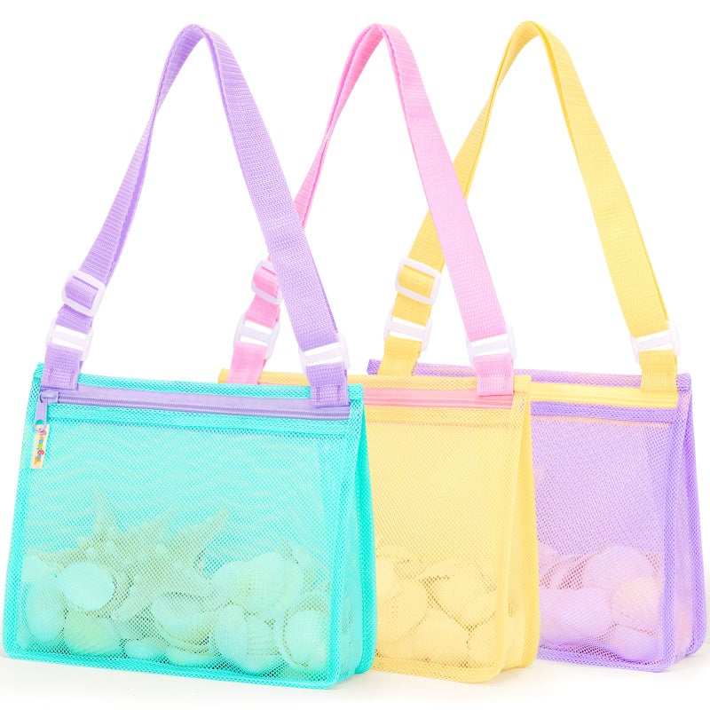 Tagitary Beach Toys Mesh Beach Bags Sand Toys Kids Seashell Bag with ZipperOutdoor Toys Travel Summer Must Have Accessories for Boys and GirlsOnly Bags - Image 3