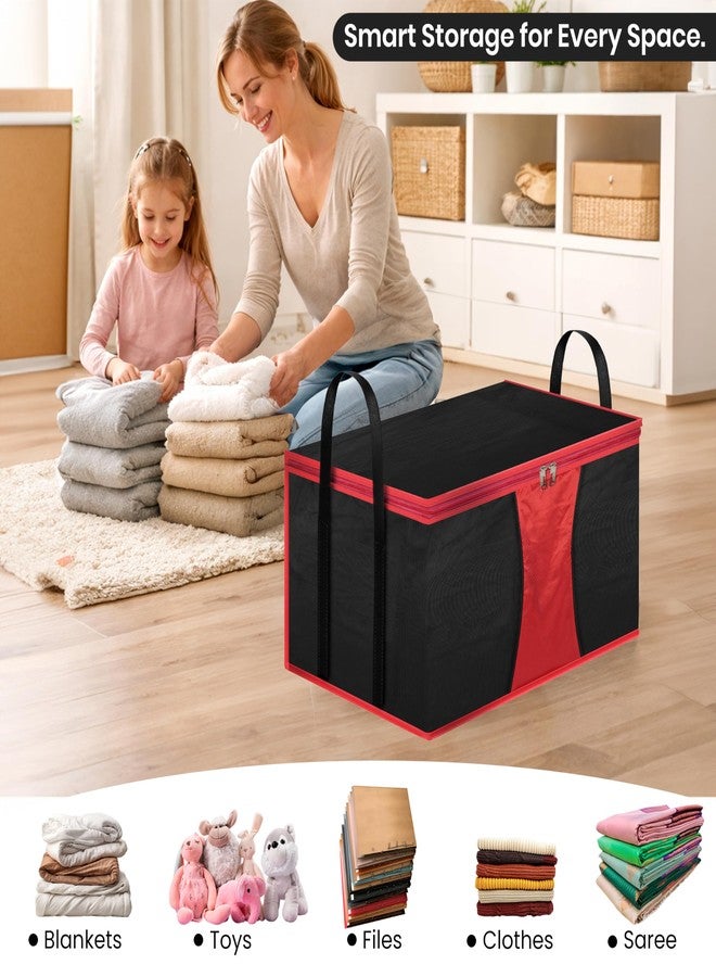Storite Multi-Purpose Moisture Proof Heavy Duty 1680 Denier Nylon 110 L Super-Size Large Toys/Stationery Paper/Blankets/Clothes Storage Bag - (63.5 x 45.7 x 38cm, Red/Black) - Image 4