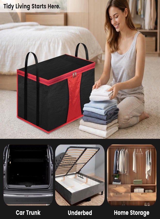Storite Multi-Purpose Moisture Proof Heavy Duty 1680 Denier Nylon 110 L Super-Size Large Toys/Stationery Paper/Blankets/Clothes Storage Bag - (63.5 x 45.7 x 38cm, Red/Black) - Image 5