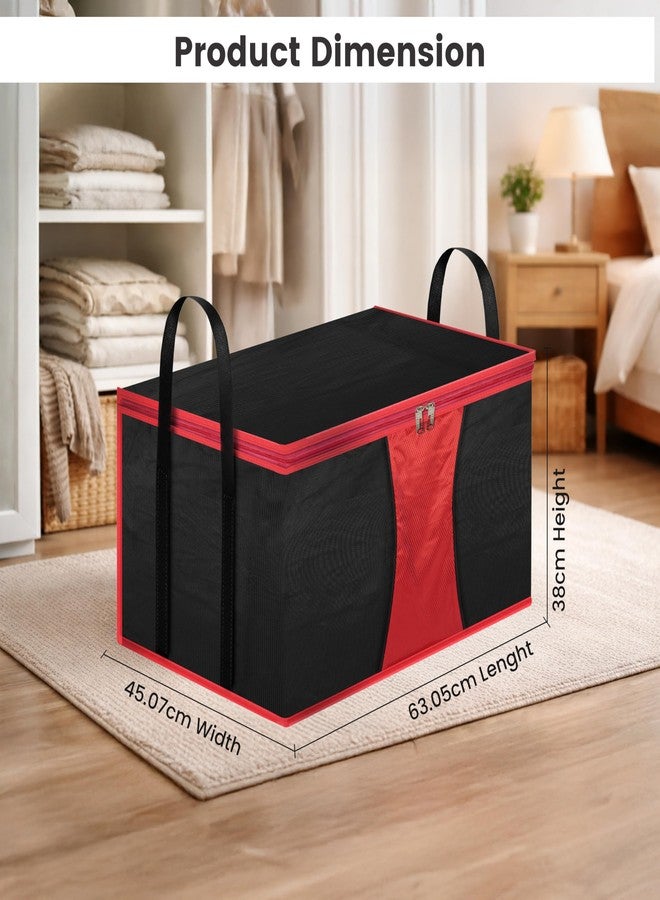 Storite Multi-Purpose Moisture Proof Heavy Duty 1680 Denier Nylon 110 L Super-Size Large Toys/Stationery Paper/Blankets/Clothes Storage Bag - (63.5 x 45.7 x 38cm, Red/Black) - Image 2