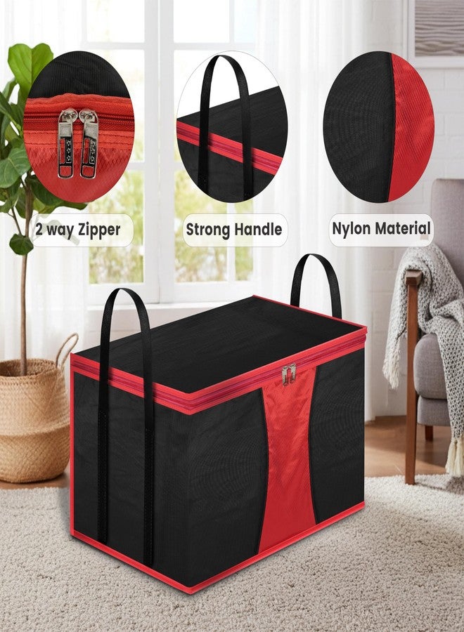 Storite Multi-Purpose Moisture Proof Heavy Duty 1680 Denier Nylon 110 L Super-Size Large Toys/Stationery Paper/Blankets/Clothes Storage Bag - (63.5 x 45.7 x 38cm, Red/Black) - Image 3