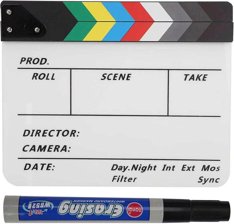 Acrylic Director Slate Clapperboard White With Marker for Film Photography - Image 1