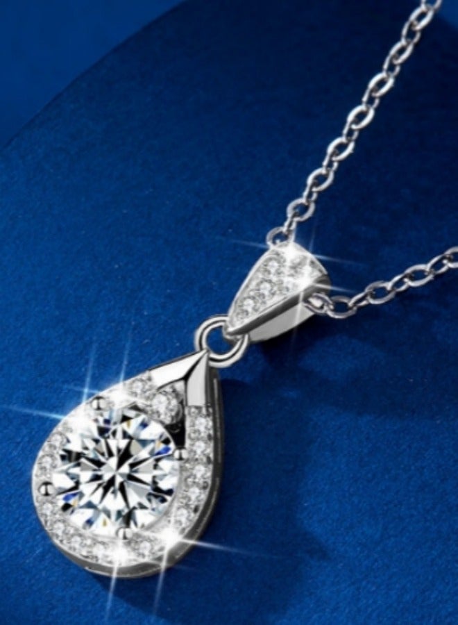 s925 sterling silver teardrop moissanite diamond women necklace 1 carat moissanite pendant - Image 3
