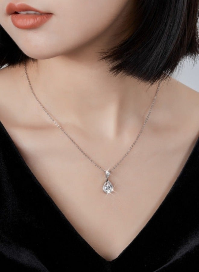 s925 sterling silver teardrop moissanite diamond women necklace 1 carat moissanite pendant - Image 2