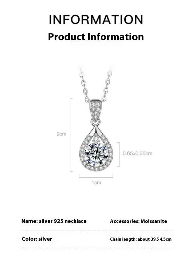 s925 sterling silver teardrop moissanite diamond women necklace 1 carat moissanite pendant - Image 4