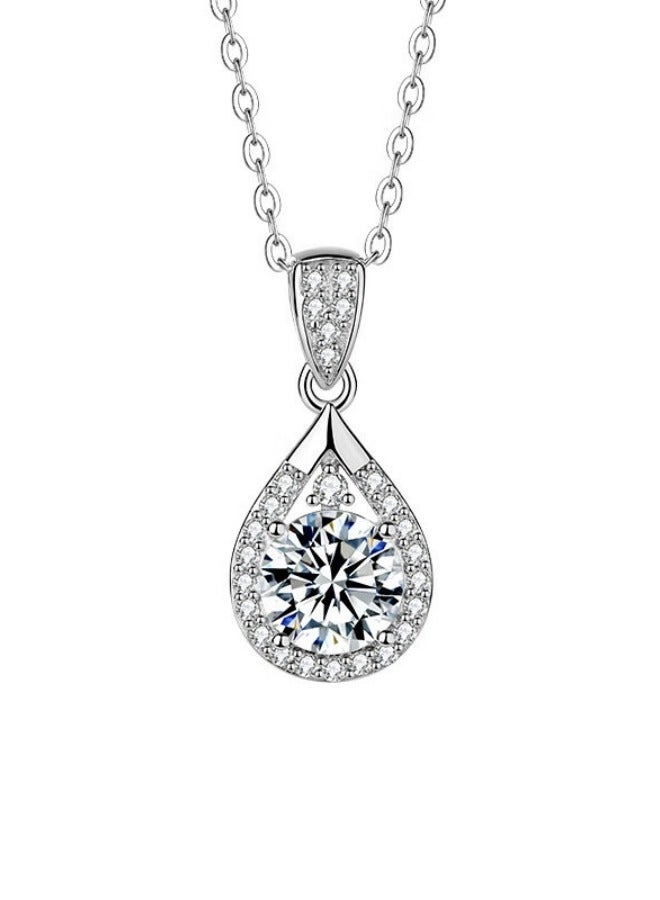 s925 sterling silver teardrop moissanite diamond women necklace 1 carat moissanite pendant - Image 1