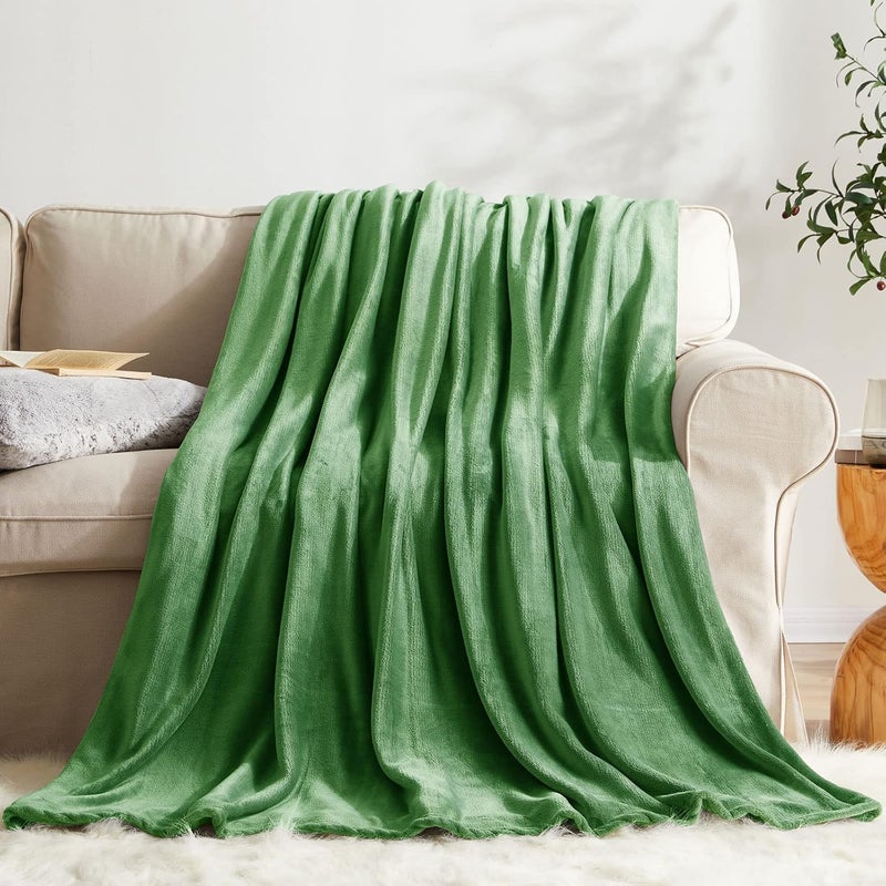 KMUSET Fleece Blanket Throw Size Emerald Lightweight Super Soft Cozy Luxury Bed Blanket Microfiber - Image 2