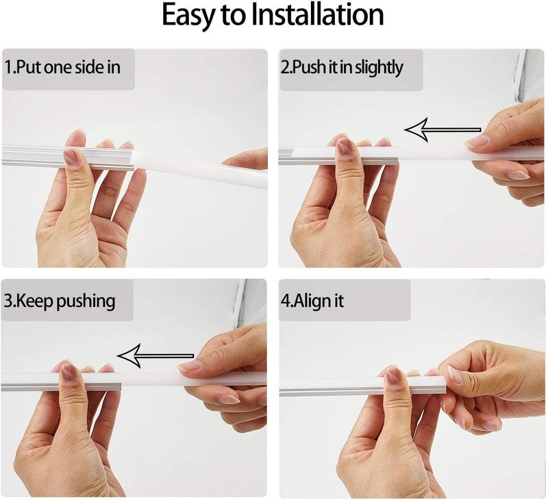 HAMRVL 6-Pack 30cm/1ft 17.2x7mm نظام قناة ألومنيوم LED على شكل حرف U مع غطاء، ناشر ضوء شريط LED مع أغطية نهاية بيضاء ومشابك تثبيت ملحقات لتركيبات الإضاءة تحت الخزانة للاستخدام الداخلي - Image 4