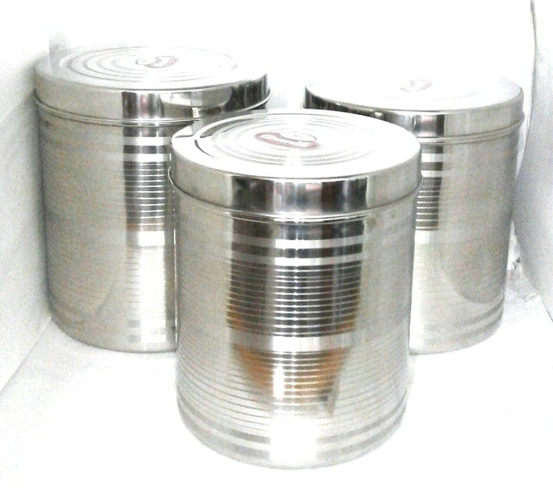 RJ kitchenware Store Stainless Steel Set of 3 Canisters Containers Dabba with lid for Kitchen Storage 85012001400 GMS - Image 2