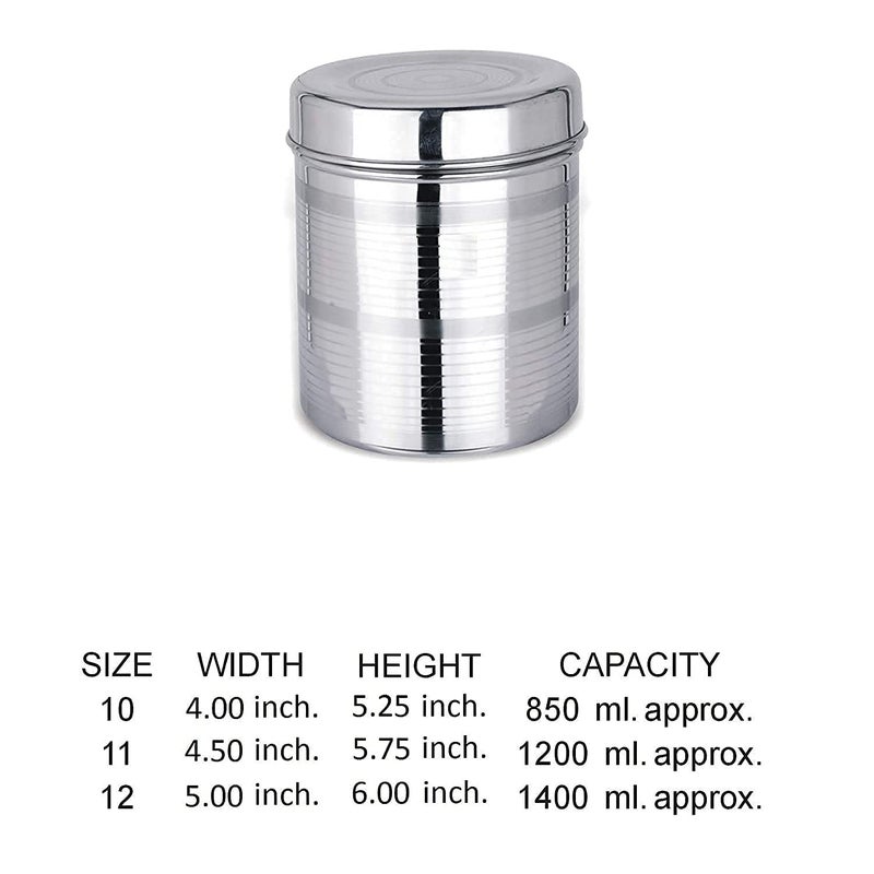 RJ kitchenware Store Stainless Steel Set of 3 Canisters Containers Dabba with lid for Kitchen Storage 85012001400 GMS - Image 3