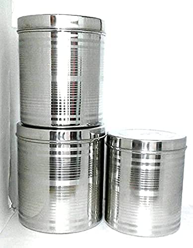 RJ kitchenware Store Stainless Steel Set of 3 Canisters Containers Dabba with lid for Kitchen Storage 85012001400 GMS - Image 4