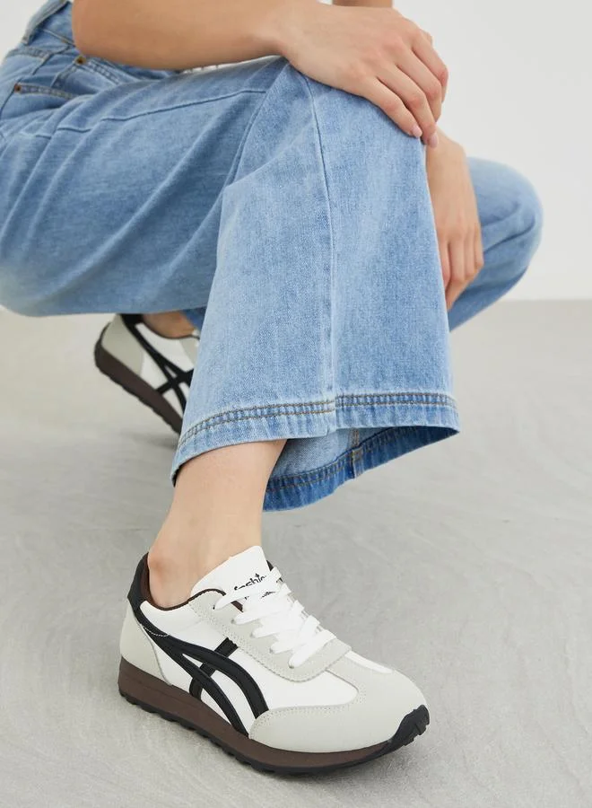 Styli Styli Color Block Contrast Lined Lace-Up Sneakers
