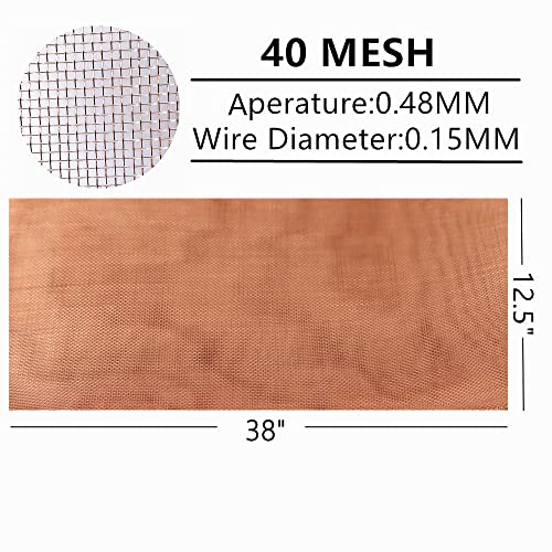 findprolabs سلك نحاسي نقي 99.9% 40 شبكة - 12.5" × 38" شاشة فلتر كثيفة - Image 3