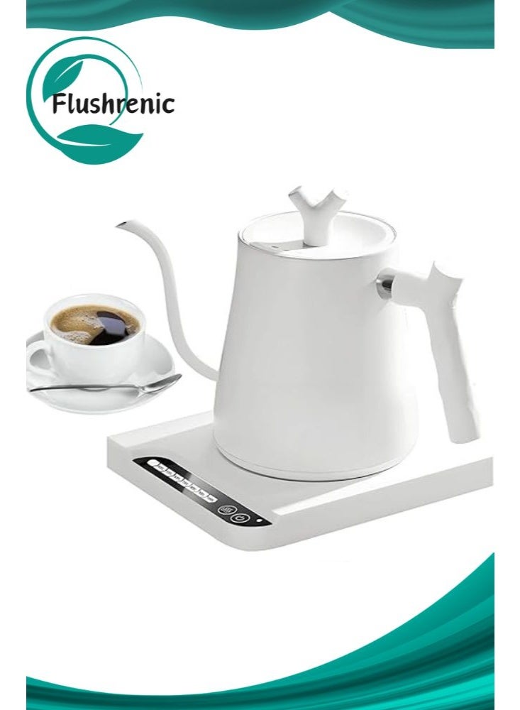 Flushrenic Smart domestic kettle, temperature-controlled pour-over coffee kettle, gooseneck electric kettle with temperature control and keep-warm function, 7 temperature settings. Electric kettle for boiling water, rapid-heating electric kettle for coffee and tea, 1000W/1 litre. - Image 1