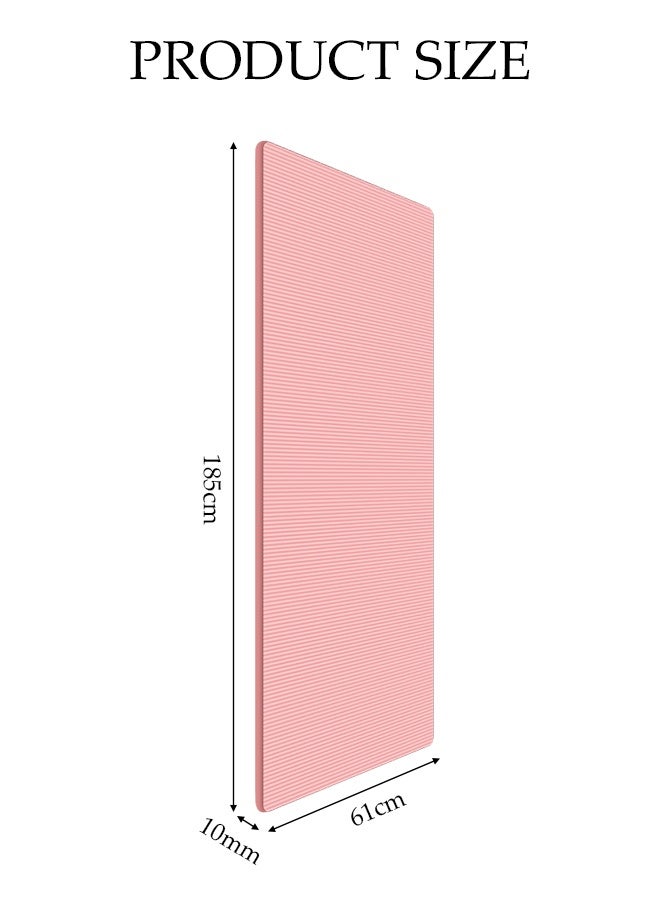 DUNISO حصيرة يوغا، حصيرة تمارين مضادة للتمزق للرجال والنساء، حصيرة تمارين داعمة للركب مضادة للانزلاق، لليوغا في المنزل، والبيلاتس، والتمدد، والتمارين الأرضية واللياقة البدنية، 185*61*1 سم، وردي - Image 2