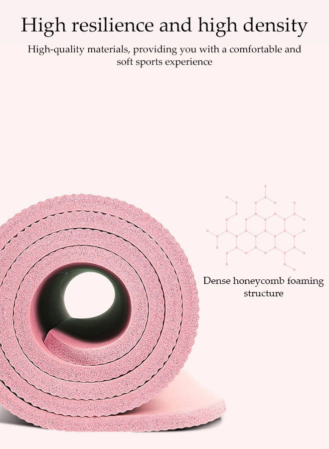 DUNISO حصيرة يوغا، حصيرة تمارين مضادة للتمزق للرجال والنساء، حصيرة تمارين داعمة للركب مضادة للانزلاق، لليوغا في المنزل، والبيلاتس، والتمدد، والتمارين الأرضية واللياقة البدنية، 185*61*1 سم، وردي - Image 4