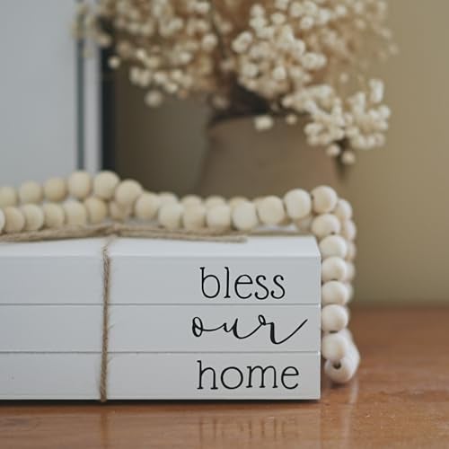 RUIRUICO Decorative Books for Home Decor, Wooden Faux Book for Decoration, Farmhouse Stacked Display Books (bless our home) - Image 5