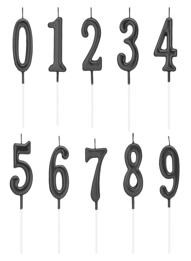 Chanseen 10Pcs Black Number Candles 0 1 2 3 4 5 6 7 8 9 Birthday Candles for Cake Cupcake Decorations Party Wedding Anniversary Halloween Celebration Supplies Men Women - Image 1