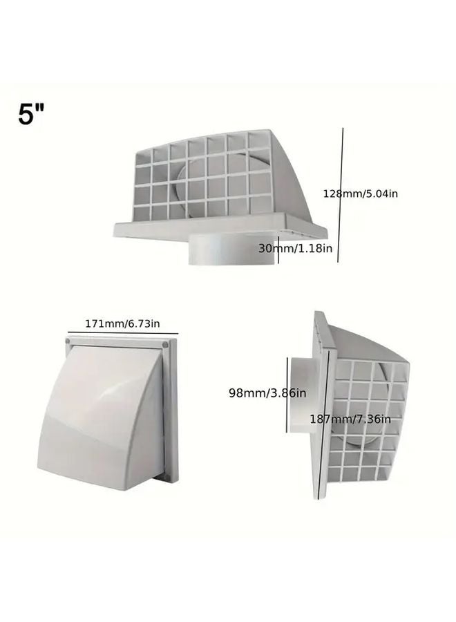 ABS Wall Ventilation Grille 125MM With Valve Air Outlet Duct - Image 4