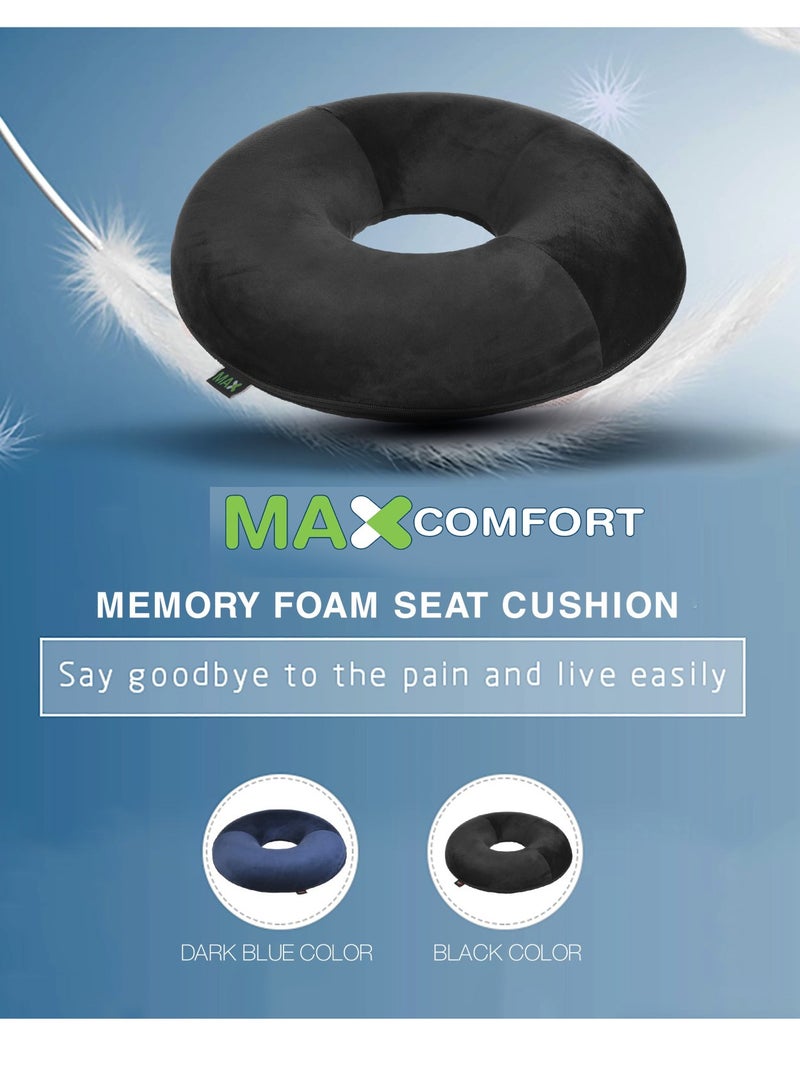 ماكس كمفورت مقعد بواسير طبي من الميمورى فوم بتصميم دائرى للوقاية من آلالام البواسير , لون اسود - Image 3