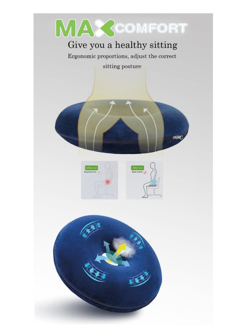 ماكس كمفورت مقعد بواسير طبي من الميمورى فوم بتصميم دائرى للوقاية من آلالام البواسير , لون اسود - Image 5