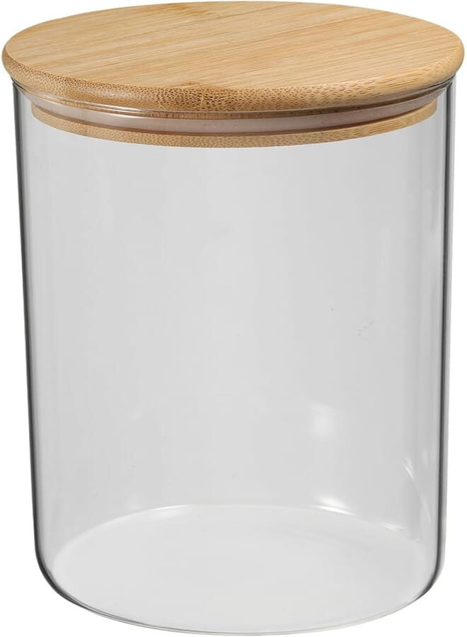 PATIKIL 47 OZ Glass Jar with Airtight Bamboo Lid, Glass Kitchen Container Clear Food Storage Jar for Nuts Sugar Coffee Beans Spices (20x10cm)