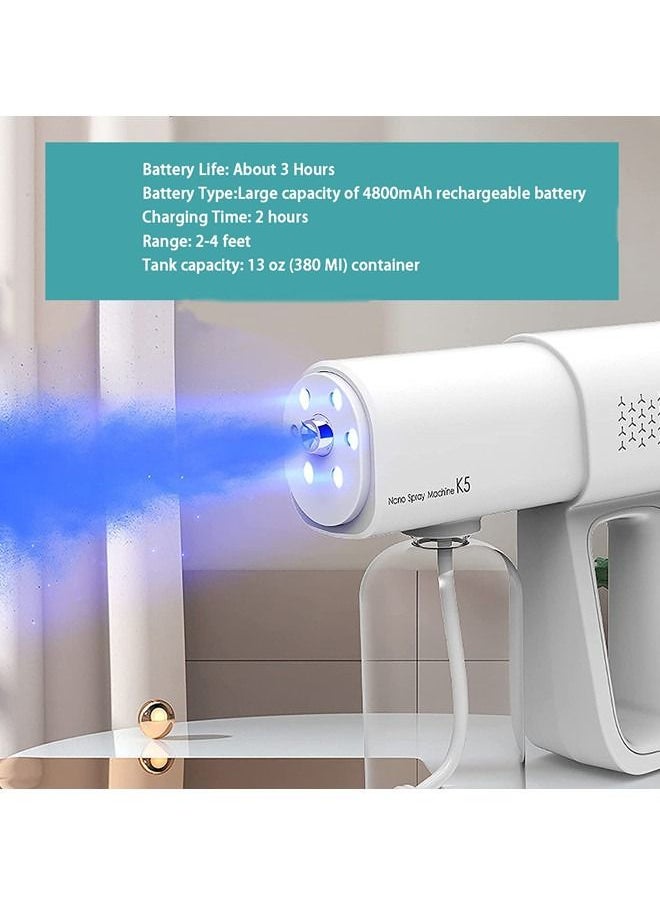 ISank - Professional Disinfectant Fogger Machine, 380ml Wireless Nano Sprayer Gun Handheld Sanitizer Fogger, Blue Light Foggers for Touchless Sanitization - Image 1