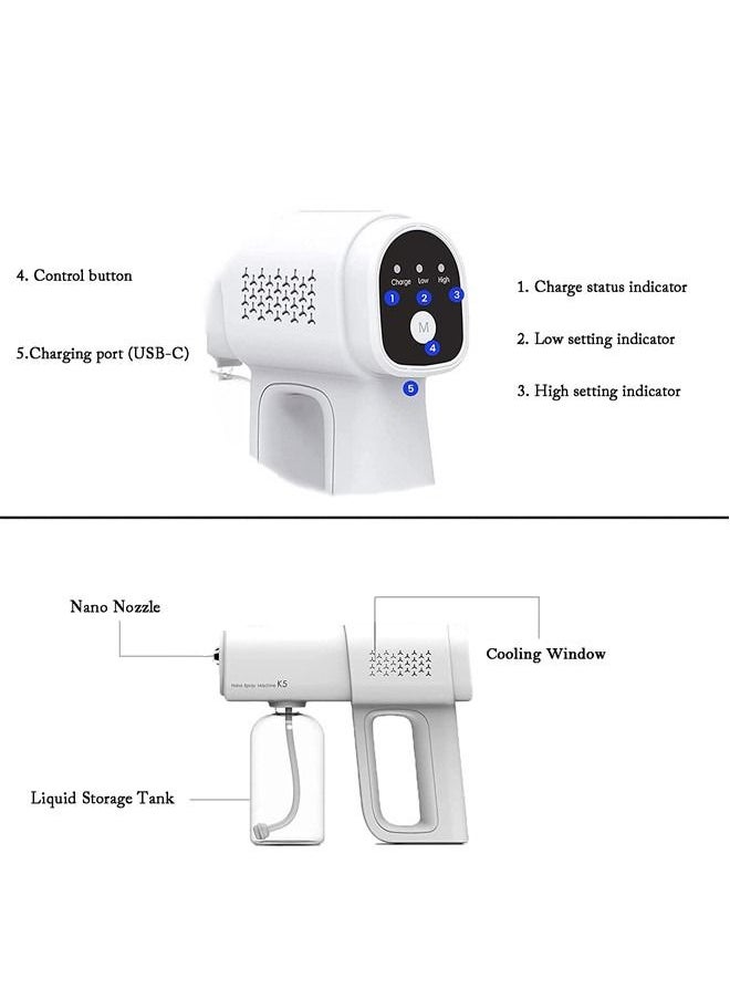 ISank - Professional Disinfectant Fogger Machine, 380ml Wireless Nano Sprayer Gun Handheld Sanitizer Fogger, Blue Light Foggers for Touchless Sanitization - Image 1