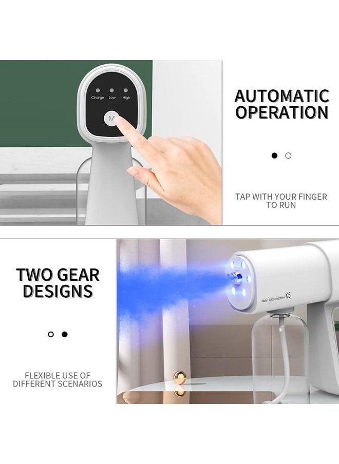 ISank - Professional Disinfectant Fogger Machine, 380ml Wireless Nano Sprayer Gun Handheld Sanitizer Fogger, Blue Light Foggers for Touchless Sanitization - Image 1