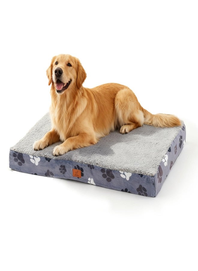 CAPT.SNOOZE Waterproof Orthopedic Dog Bed for Large Medium Sized Dogs 35x22 Inch - Egg Crate Foam Pet Crate Bed with Removable Washable Cover, Plush Top Anti-Slip Bed Mat, Dark Grey - Image 1