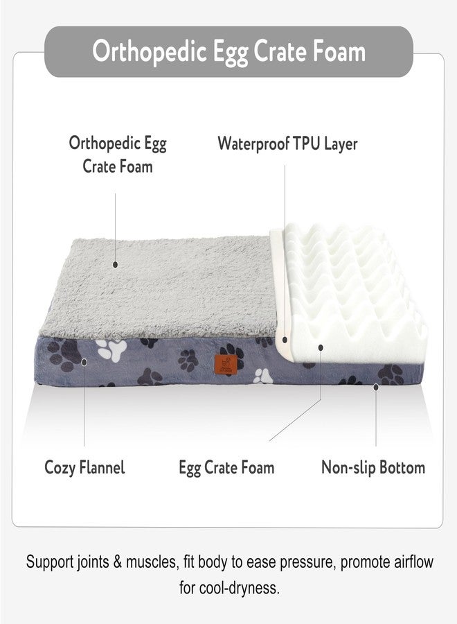 CAPT.SNOOZE Waterproof Orthopedic Dog Bed for Large Medium Sized Dogs 35x22 Inch - Egg Crate Foam Pet Crate Bed with Removable Washable Cover, Plush Top Anti-Slip Bed Mat, Dark Grey - Image 2