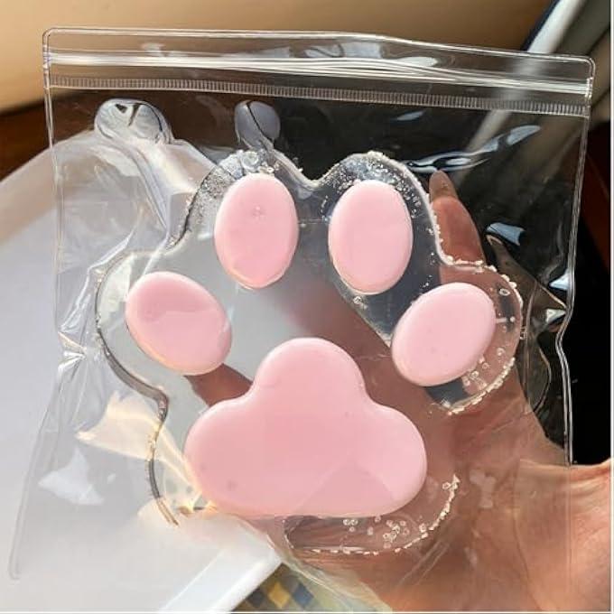 FENDOUNIU Squishy Cat Paw Squeeze Toys, Giant Paw Squishy for Kids Adults, Squishy Stress Relief Toy of Lightweight and BPA Free, Squeezable, Portable, Washable, Gift Toys (4.7in Transparent pink) - Image 1
