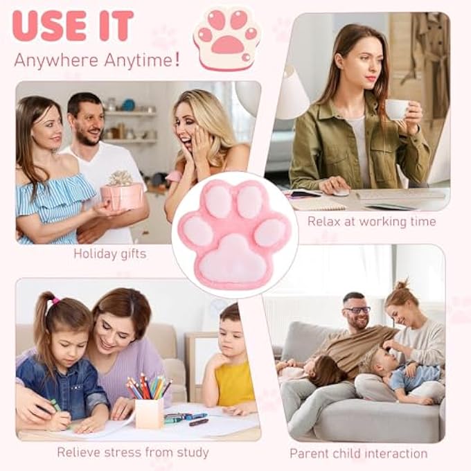 FENDOUNIU Squishy Cat Paw Squeeze Toys, Giant Paw Squishy for Kids Adults, Squishy Stress Relief Toy of Lightweight and BPA Free, Squeezable, Portable, Washable, Gift Toys (4.7in Transparent pink) - Image 3