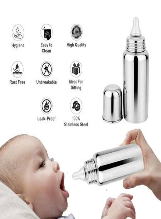 RB POINT (240 ML, Pack of 1) Feeding Bottle Joint Less 304 Grade No Joints BPA Free No Plastics New Born Baby/Toddlers/Infants for Drinks/Juice/Milk/Water - Image 5