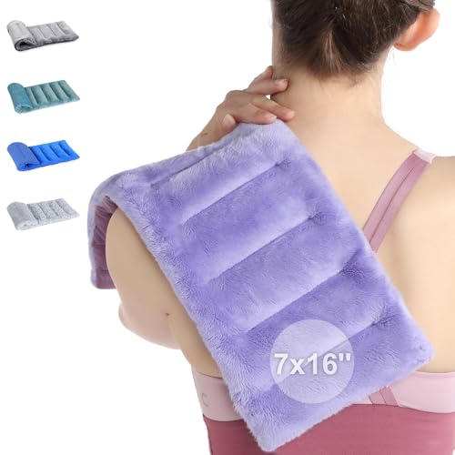SuzziPad Microwave Heating Pad for Discomfort Reducing 7x16 Microwavable Heated Pads Muscle Ache Soothing Fatigue for Neck and Shoulder Bean Bag Moist Heat Pack Warm Compress 174lb Purple