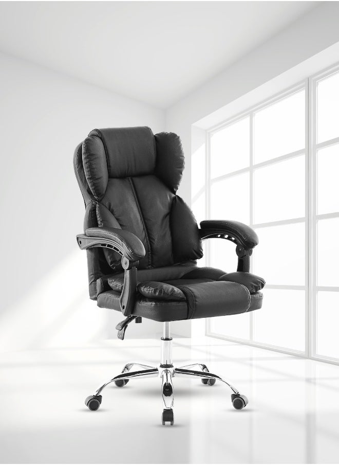 Executive Office Chair with Luxurious PU Leather, Chrome Base, Back and Height Adjustment 