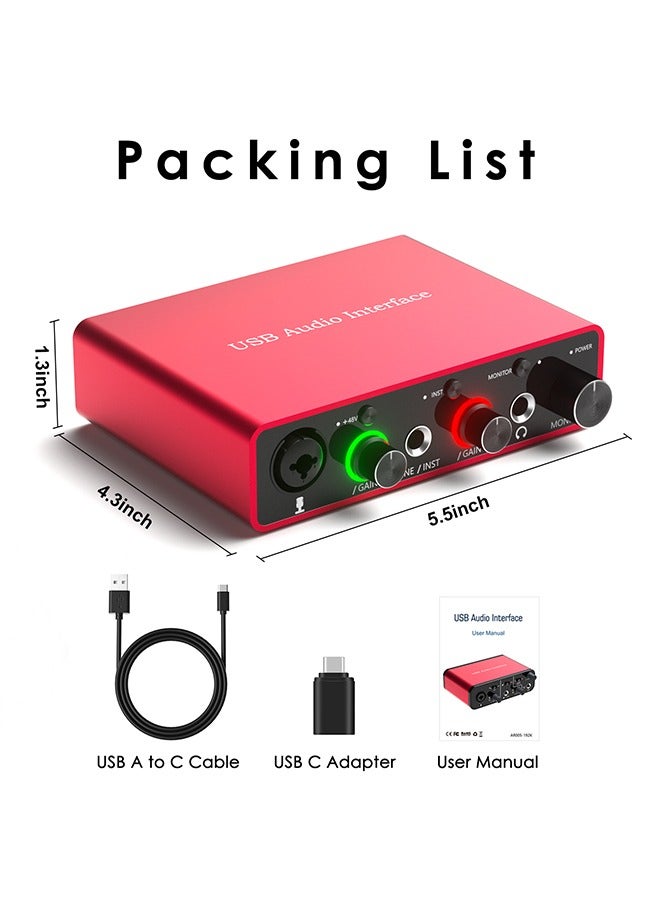 EHOME 24Bit/192kHz USB Audio Interface Solo with 48V Phantom Power Works with Most DAWs and Recording Software, USB Audio Interface Perfect for the Musicians, Vocalist, Podcaster, Plug and Play - Image 4