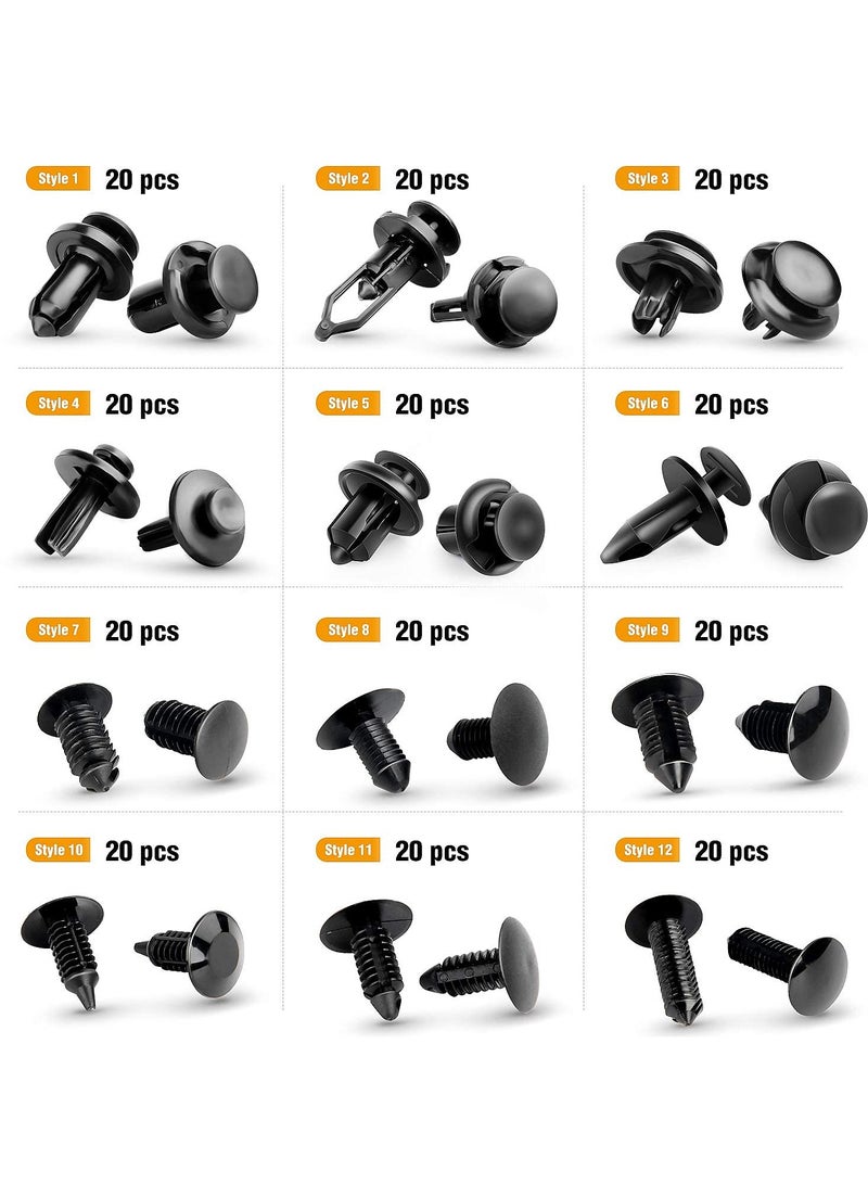 VIUAUAX 240PCS Bumper Retainer Clips,Car Push Retainer Clip And Fastener Kit, Car Plastic Rivets Fasteners Push Retainer Kit Most Popular Sizes Auto Push Pin Rivets Set -Door Trim Panel Fender Clips for GM Ford Toyota Honda Chrysler  - Image 4