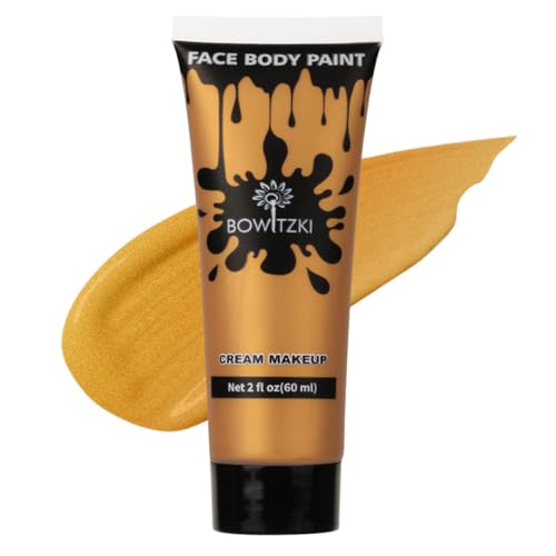 Bowitzki Face and Body Paint 2oz Cream Makeup 60ml Water Based Face Painting Special Effects For Adults Halloween Christmas Party Stage Cosplay (Gold) - Image 1