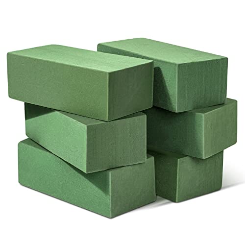 Audab 6 Pcs Floral Foam Blocks for Flower Arrangement (Larger Size 9” Lx4.3” Wx3” H) Wet and Dry Green Floral Foam for Wedding, Birthdays, Home Decorations - Image 1