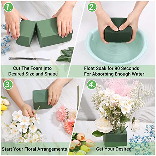 Audab 6 Pcs Floral Foam Blocks for Flower Arrangement (Larger Size 9” Lx4.3” Wx3” H) Wet and Dry Green Floral Foam for Wedding, Birthdays, Home Decorations - Image 5