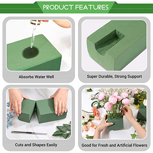 Audab 6 Pcs Floral Foam Blocks for Flower Arrangement (Larger Size 9” Lx4.3” Wx3” H) Wet and Dry Green Floral Foam for Wedding, Birthdays, Home Decorations - Image 4