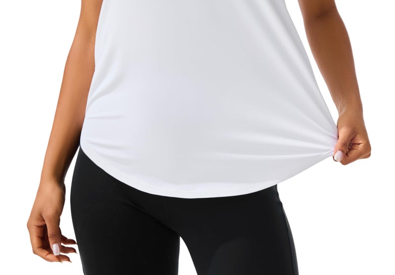 JOYSPELS Workout Tank Tops for Women, Ice Silk Quick Dry Athletic Running Shirts, Loose Fit Racerback Gym Tops White - Image 5