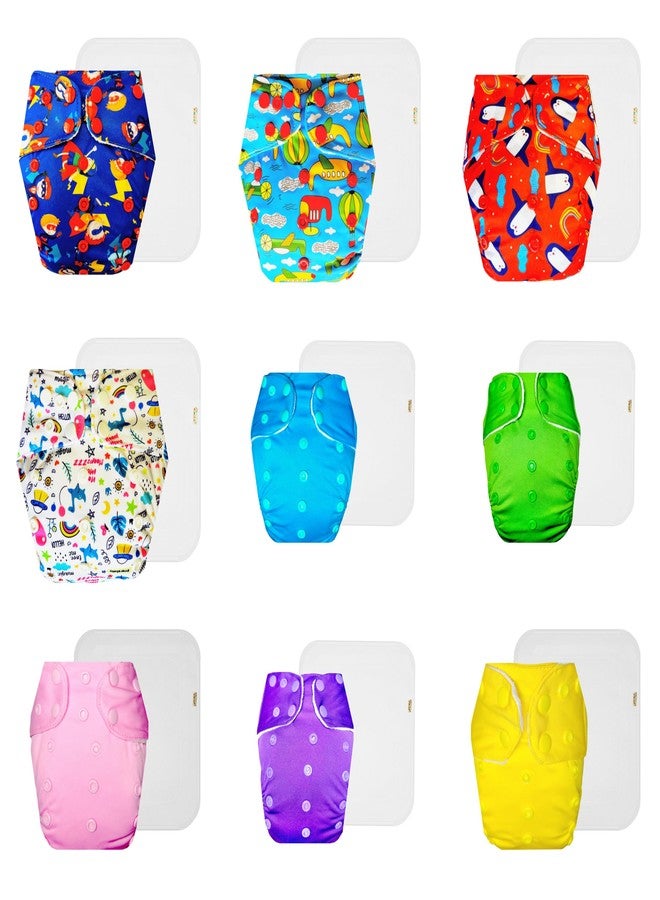 Dumbledo Premium Cloth Diaper with Cotton Insert (Pack of 9) | Snug Fit | Leakproof | Travel Friendly | Ideal for Toddlers | 3 Months - 3 Years | Unisex Baby - Image 1