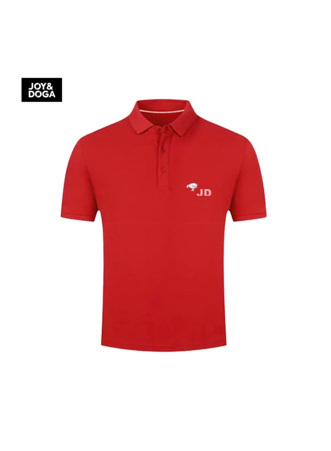 Joy&doga "35711" Dream Series Cultural Shirt T-shirt Short Sleeve Turn-down Collar Polo Shirt Red XL - Image 2