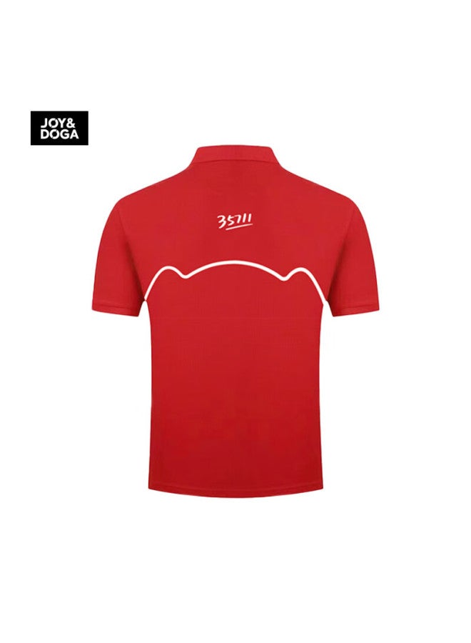 Joy&doga "35711" Dream Series Cultural Shirt T-shirt Short Sleeve Turn-down Collar Polo Shirt Red XL - Image 3