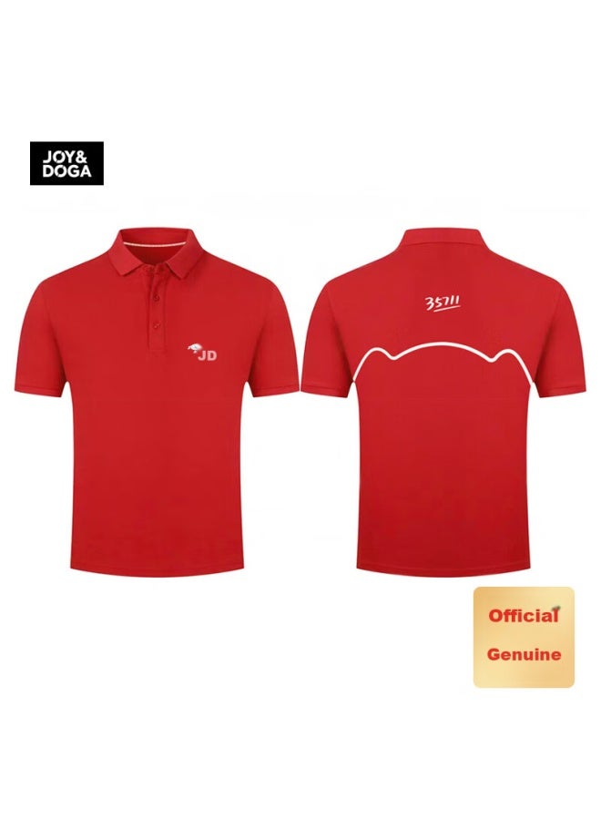 Joy&doga "35711" Dream Series Cultural Shirt T-shirt Short Sleeve Turn-down Collar Polo Shirt Red XL - Image 1