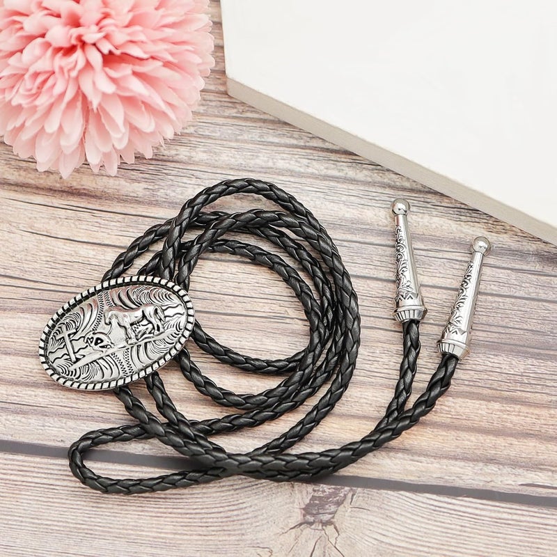 RechicGu Vintage Western Cowboy Cowgirl Bolo Tie Necktie Texas Longhorn Buffalo Steer Cow Skull Leather Rodeo - Image 2