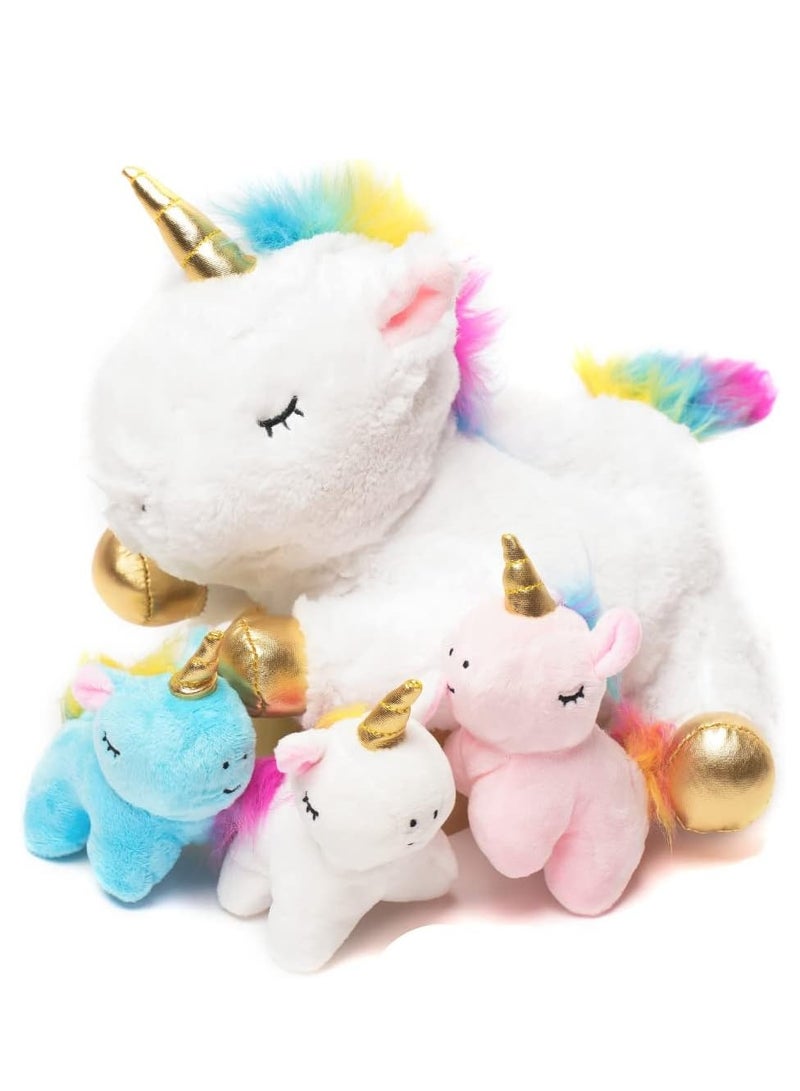 Raxoom Unicorn Plush Toys for Girls Ages; Stuffed Unicorn Doll with 3 Baby Unicorns in her Tummy; Toys for Girls - Image 2
