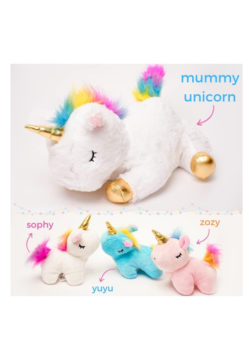 Raxoom Unicorn Plush Toys for Girls Ages; Stuffed Unicorn Doll with 3 Baby Unicorns in her Tummy; Toys for Girls - Image 4